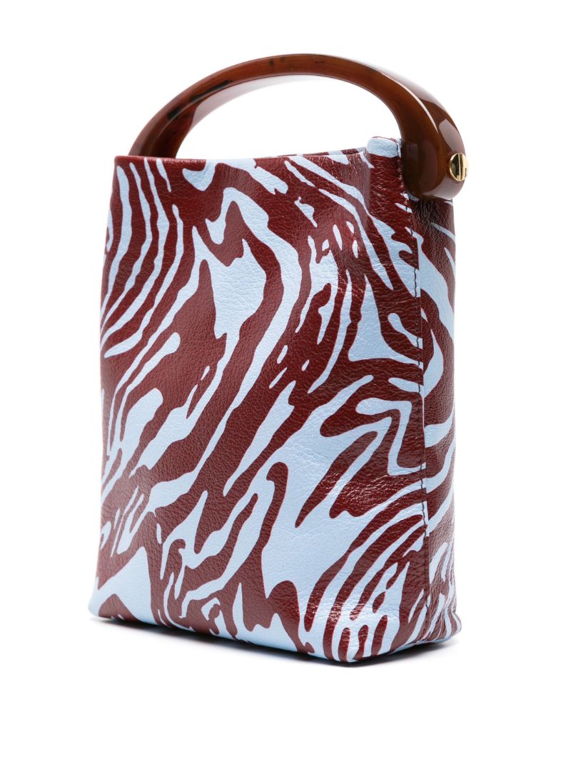Blue Abstract-print Leather Cross Body Bag