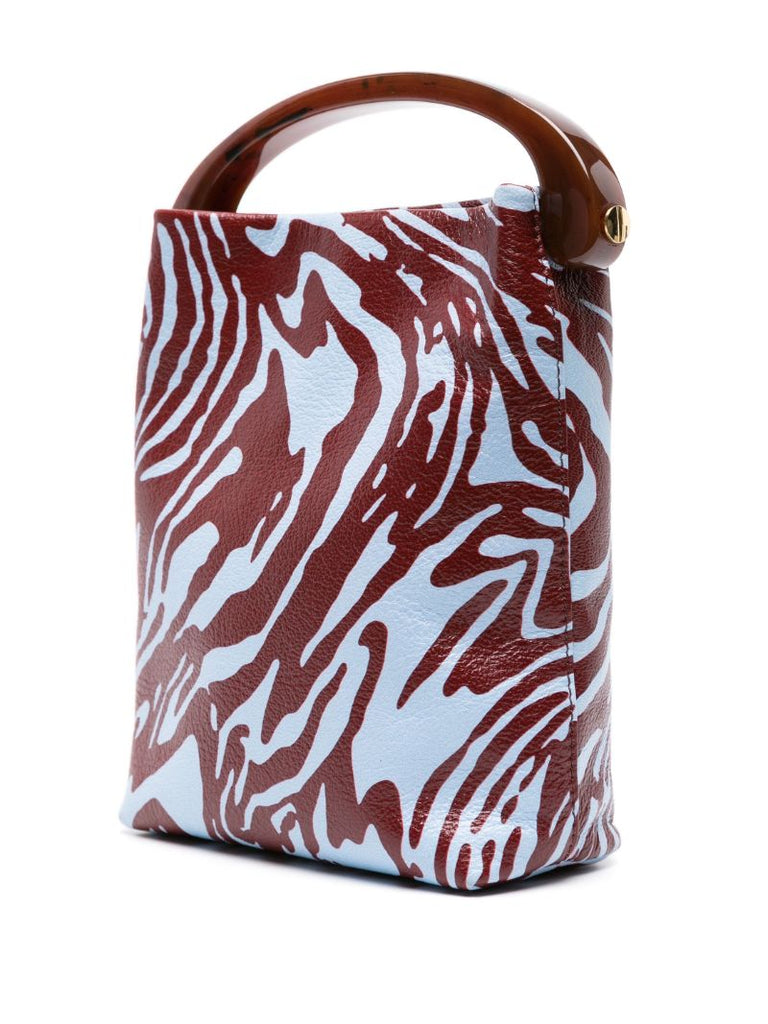 Blue Abstract-print Leather Cross Body Bag