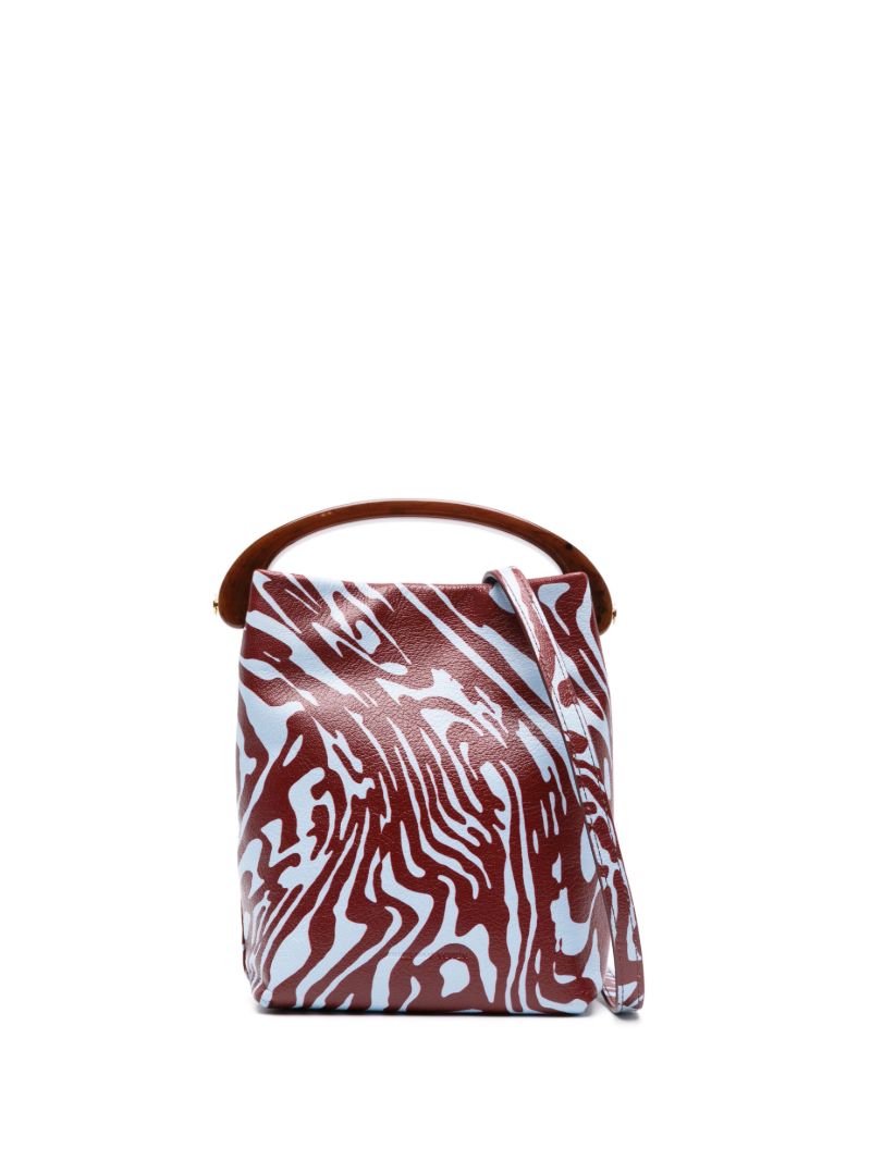 Blue Abstract-print Leather Cross Body Bag