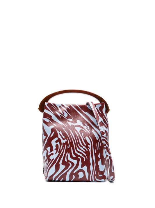 Blue Abstract-print Leather Cross Body Bag