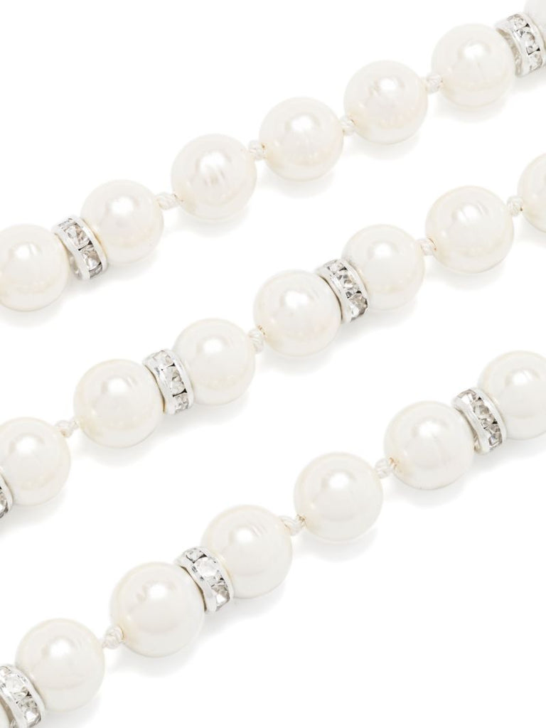 White Interlocking G Beaded Necklace