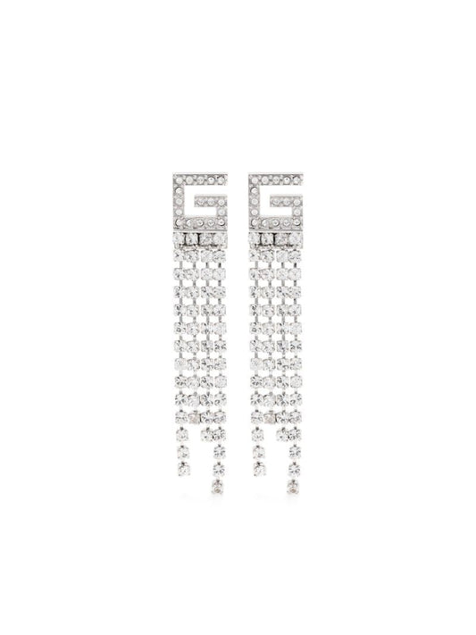 Palladium-tone Square G Crystal Earrings