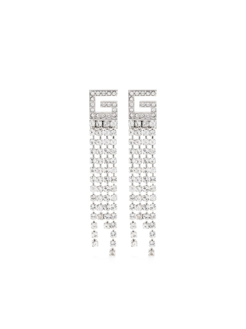 Palladium-tone Square G Crystal Earrings