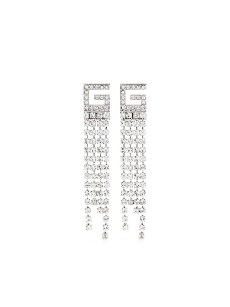 Palladium-tone Square G Crystal Earrings