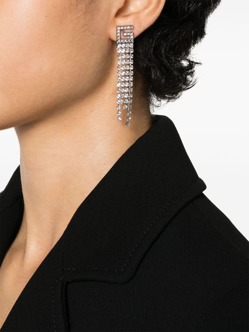 Palladium-tone Square G Crystal Earrings