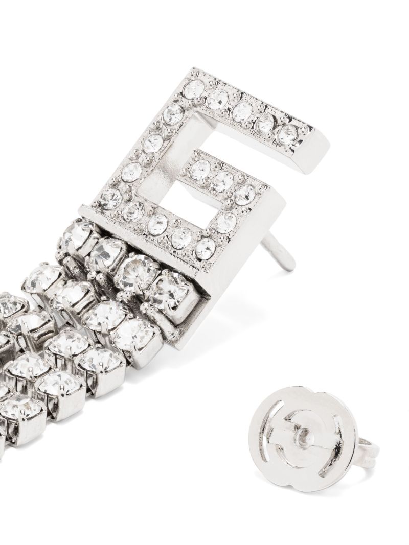 Palladium-tone Square G Crystal Earrings