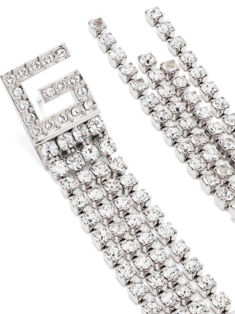Palladium-tone Square G Crystal Earrings