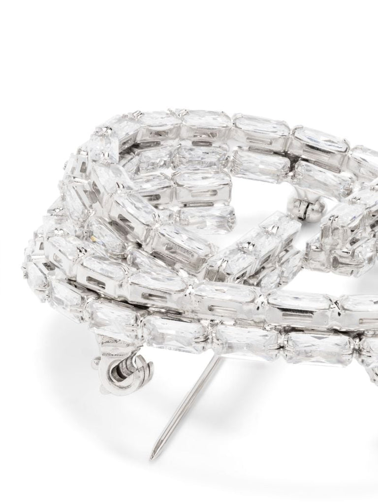 Palladium-tone Crystal Interlocking G Brooch