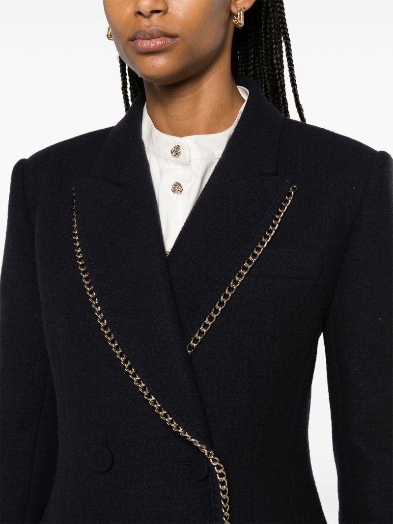 Blue Chain-embellished Wool Blazer