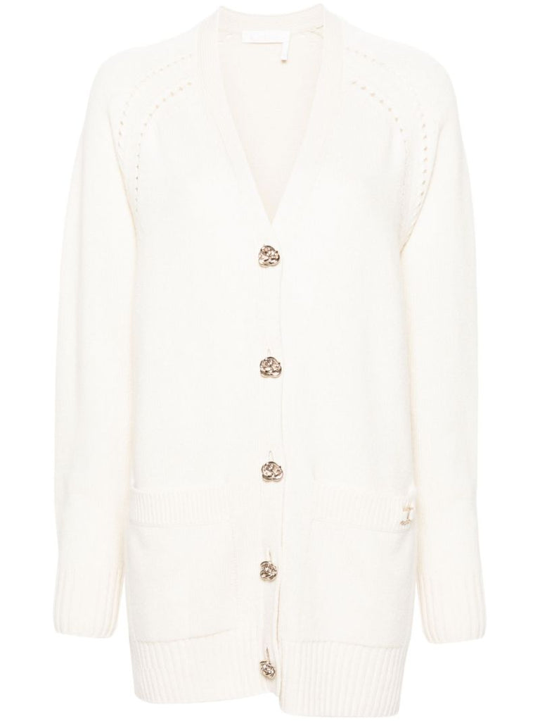 Neutral Generous Cashmere Cardigan