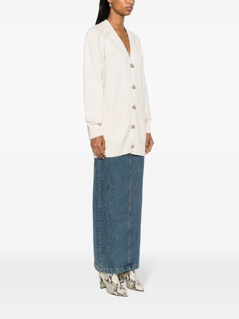 Neutral Generous Cashmere Cardigan