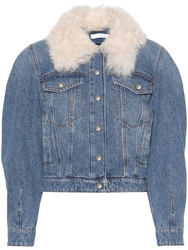 Blue Shearling-collar Denim Jacket