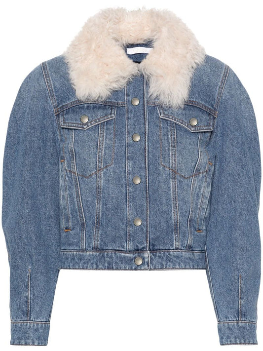 Blue Shearling-collar Denim Jacket