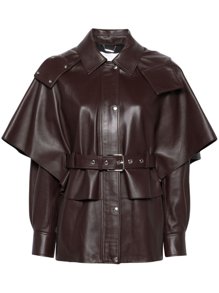 Brown Belted Leather Jacket