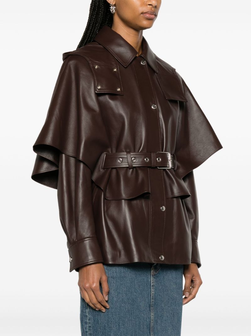 Brown Belted Leather Jacket