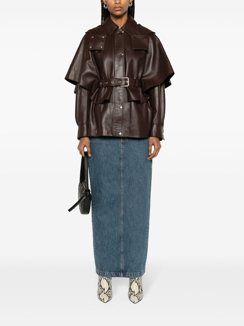 Brown Belted Leather Jacket