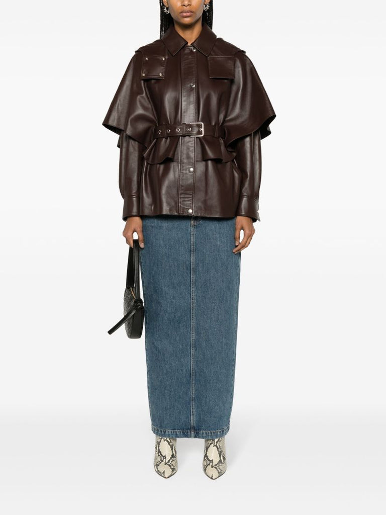Brown Belted Leather Jacket