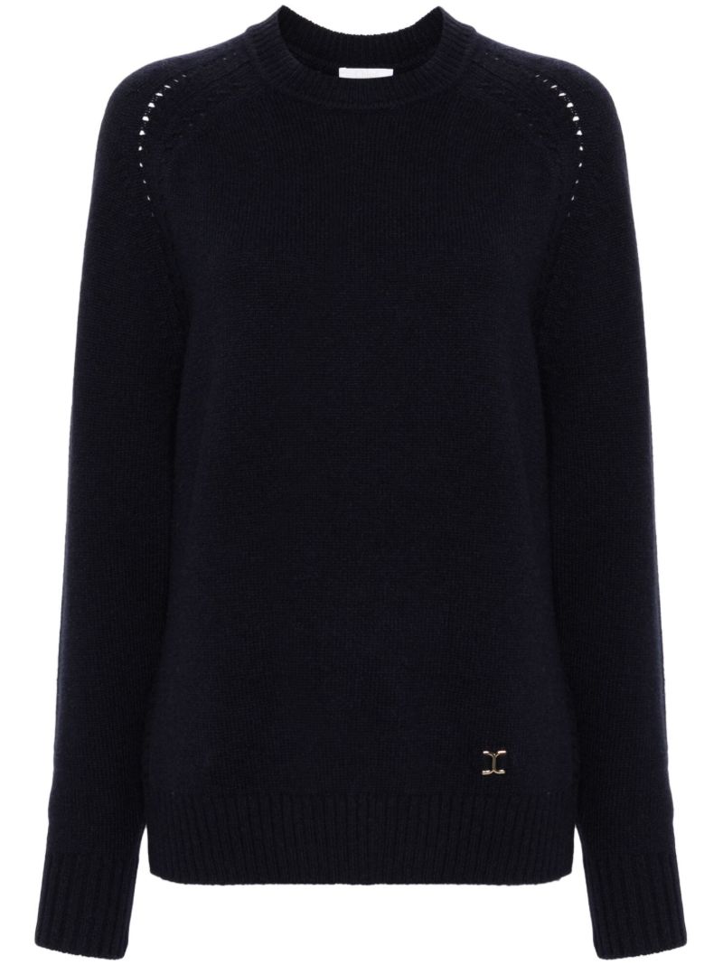 Blue Marcie-plaque Cashmere Sweater