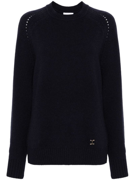 Blue Marcie-plaque Cashmere Sweater