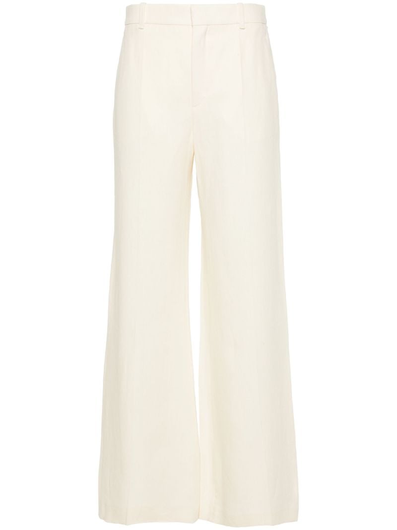White Wide-leg Linen Trousers
