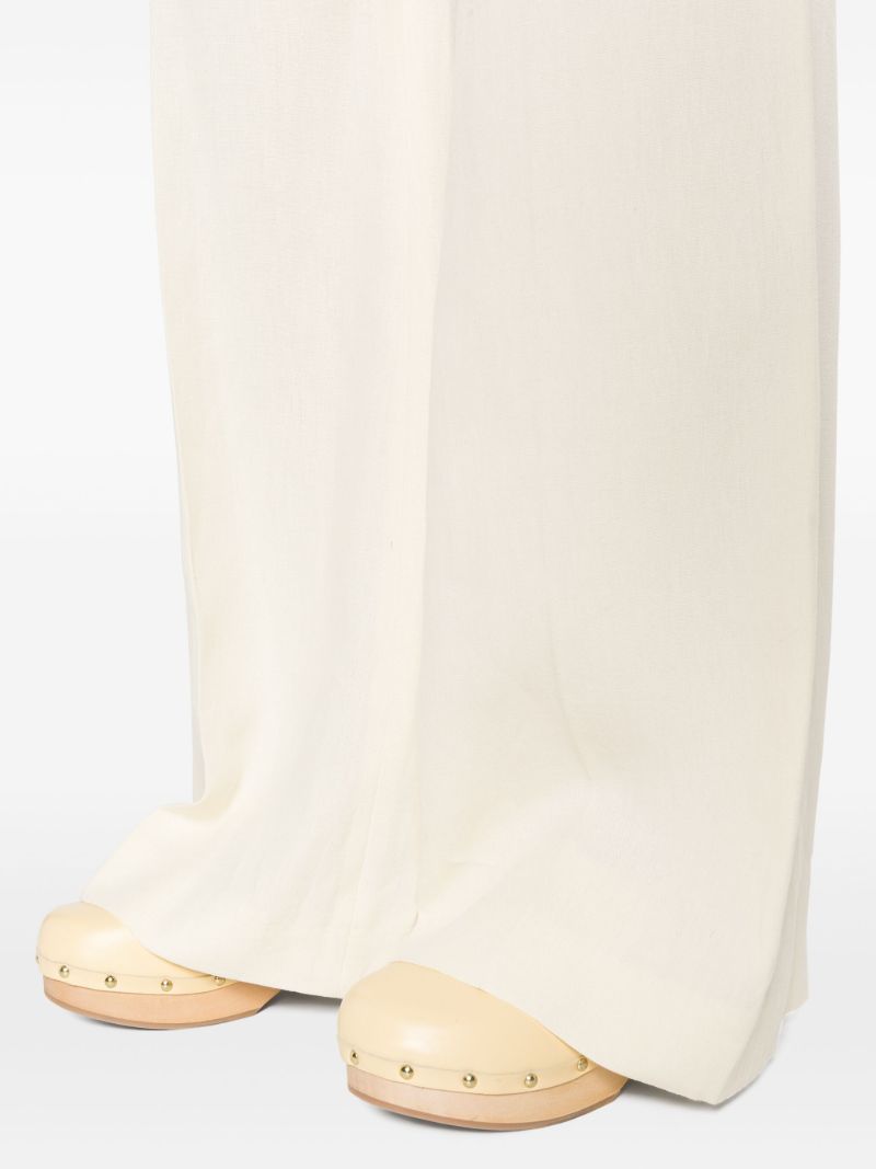 White Wide-leg Linen Trousers