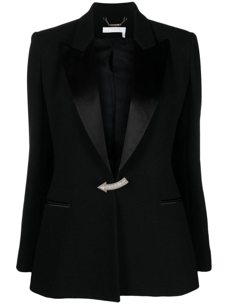 Black Crystal-embellished Wool Blazer