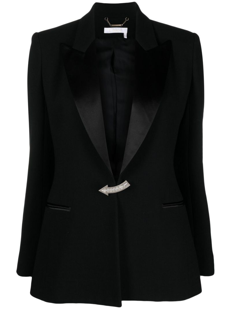 Black Crystal-embellished Wool Blazer