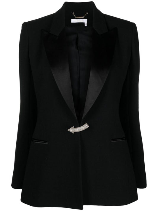 Black Crystal-embellished Wool Blazer