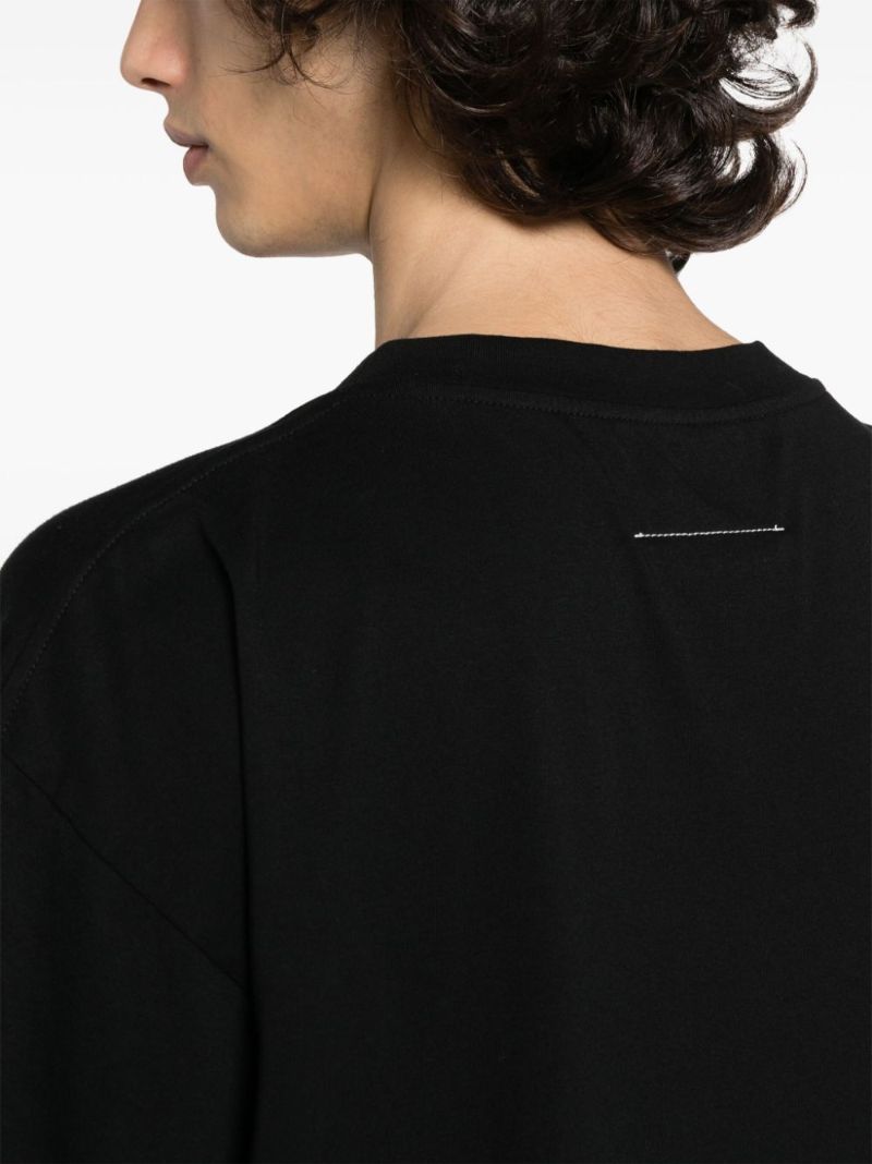 Black Cat & Wool-print Cotton T-shirt