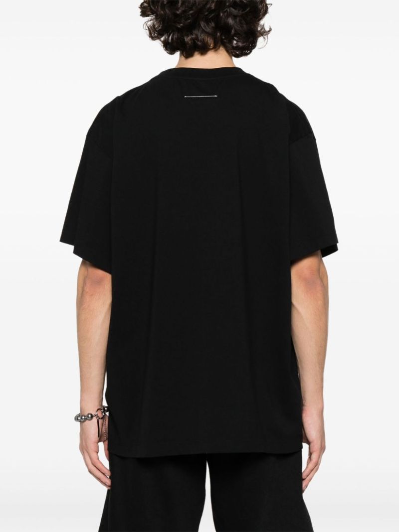 Black Cat & Wool-print Cotton T-shirt