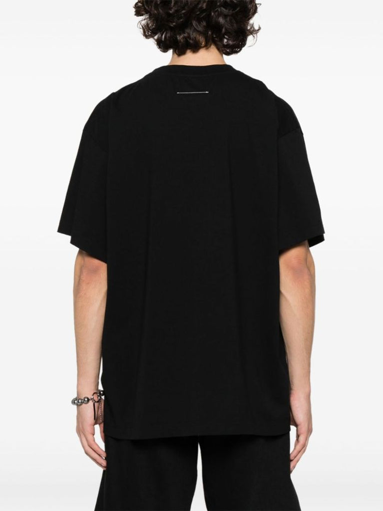 Black Cat & Wool-print Cotton T-shirt