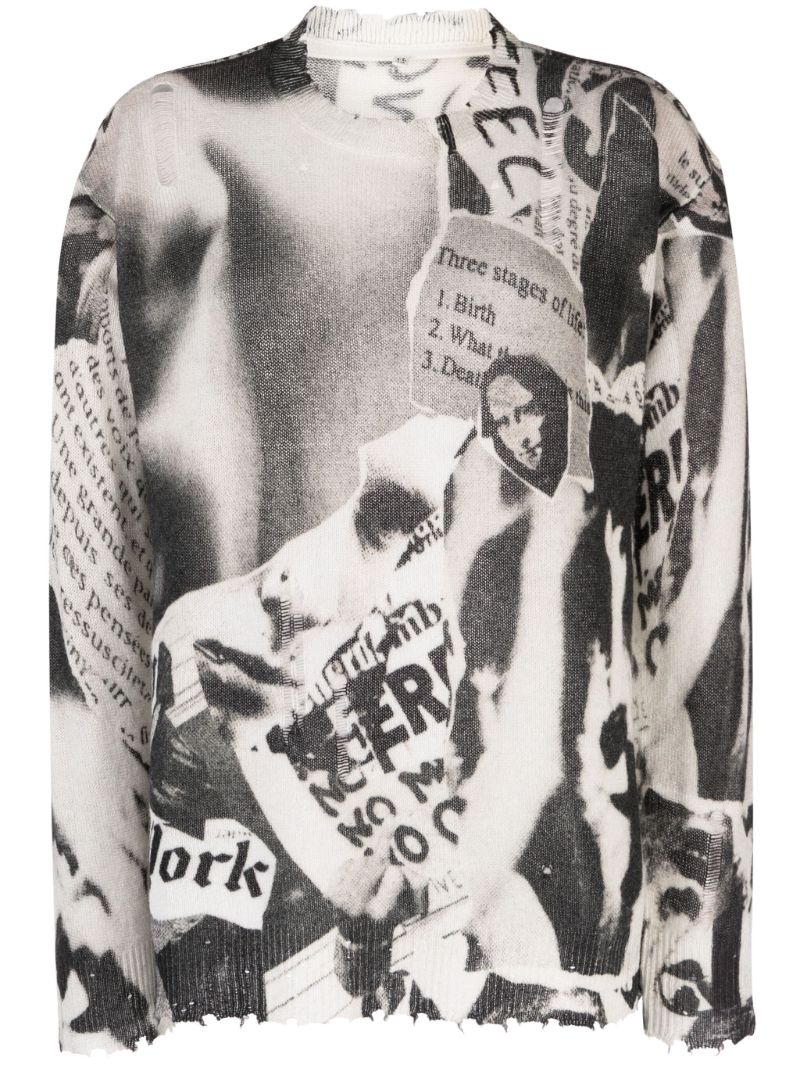 Black Newspaper-intarsia Cashmere Sweater