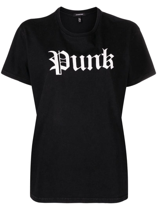 Black Punk-print Cotton T-shirt