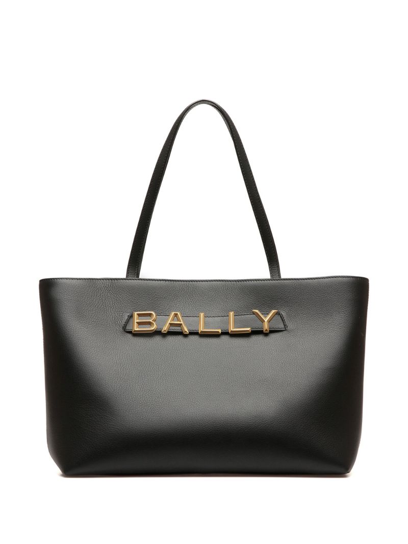 Black Logo-plaque Leather Tote Bag