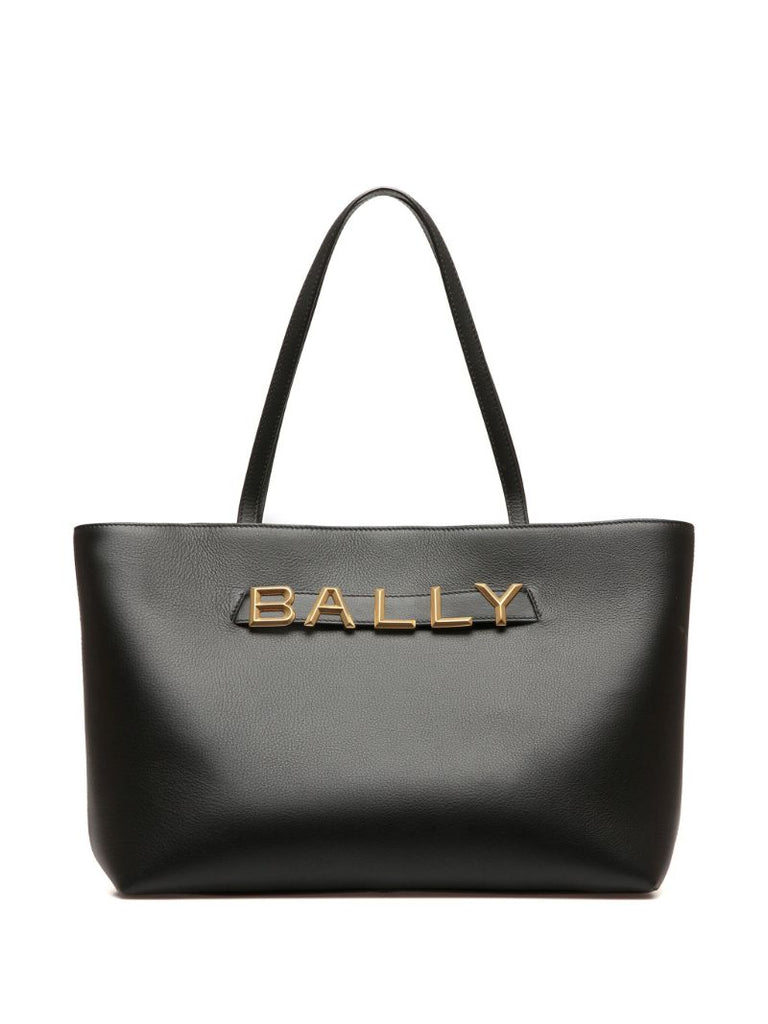 Black Logo-plaque Leather Tote Bag