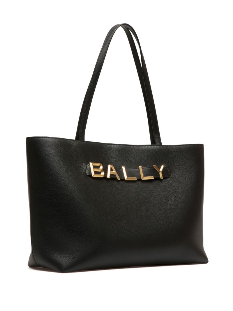 Black Logo-plaque Leather Tote Bag