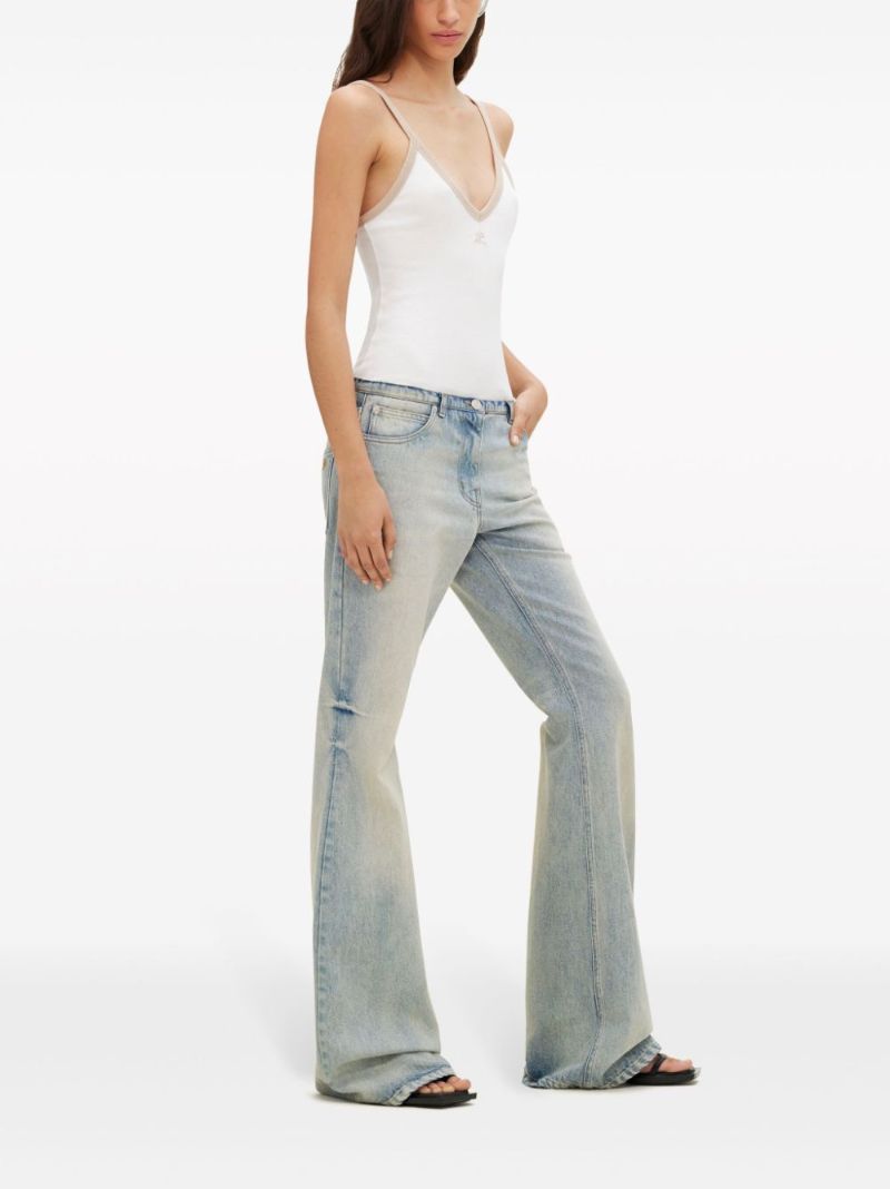 White Contrast-trim Cotton Tank Top