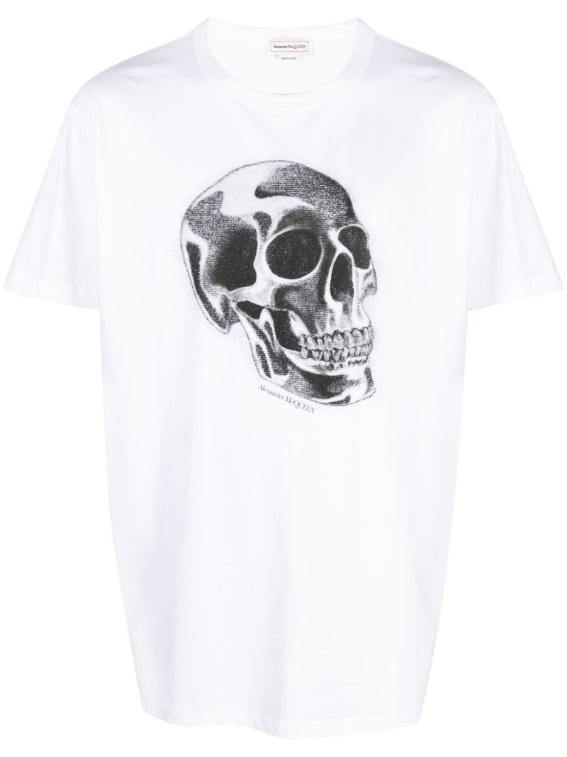 White Skull-print Cotton Shirt
