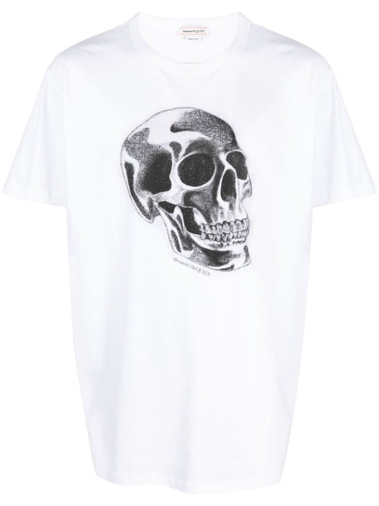 White Skull-print Cotton Shirt