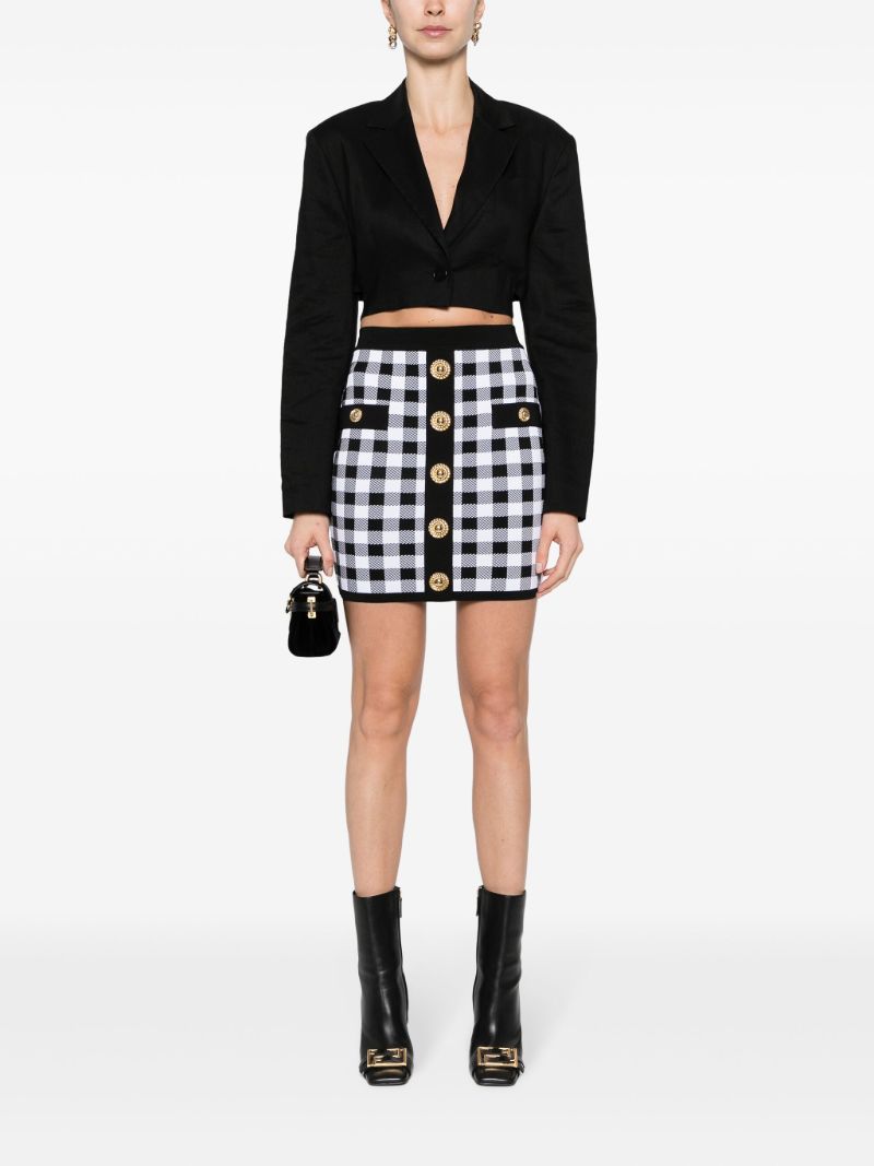 Black Fine Knit Gingham Skirt