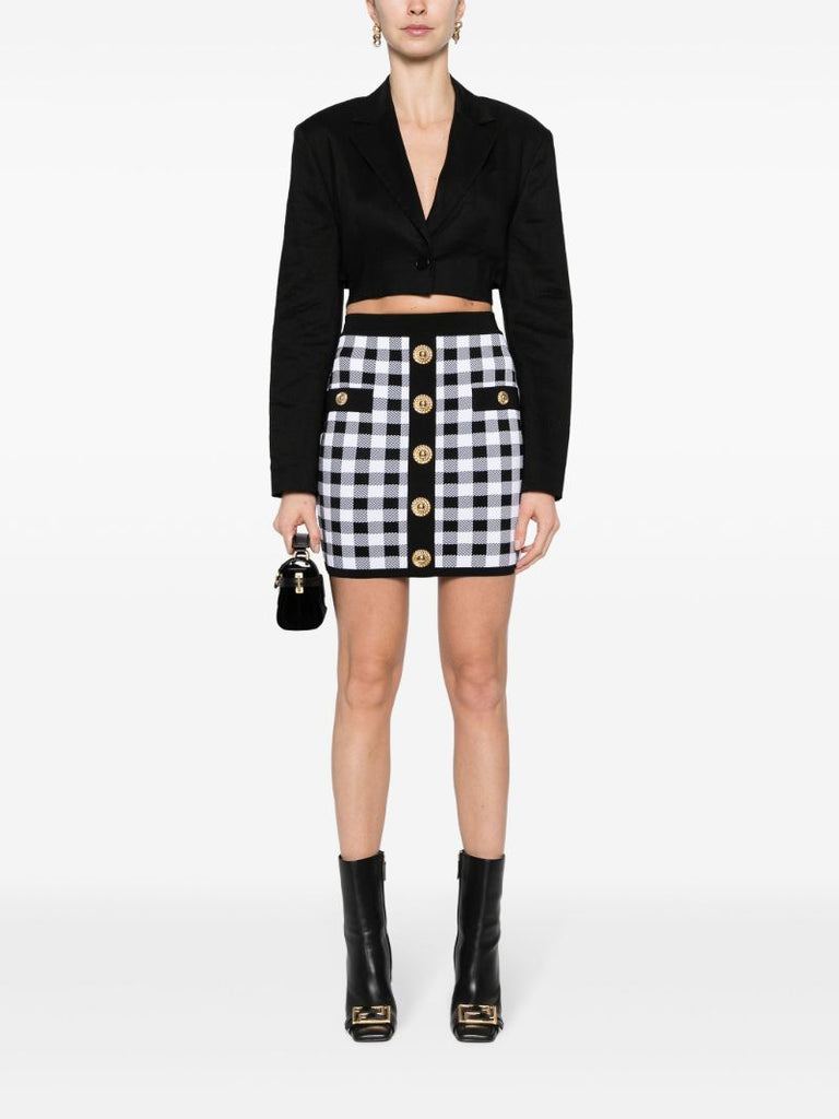 Black Fine Knit Gingham Skirt