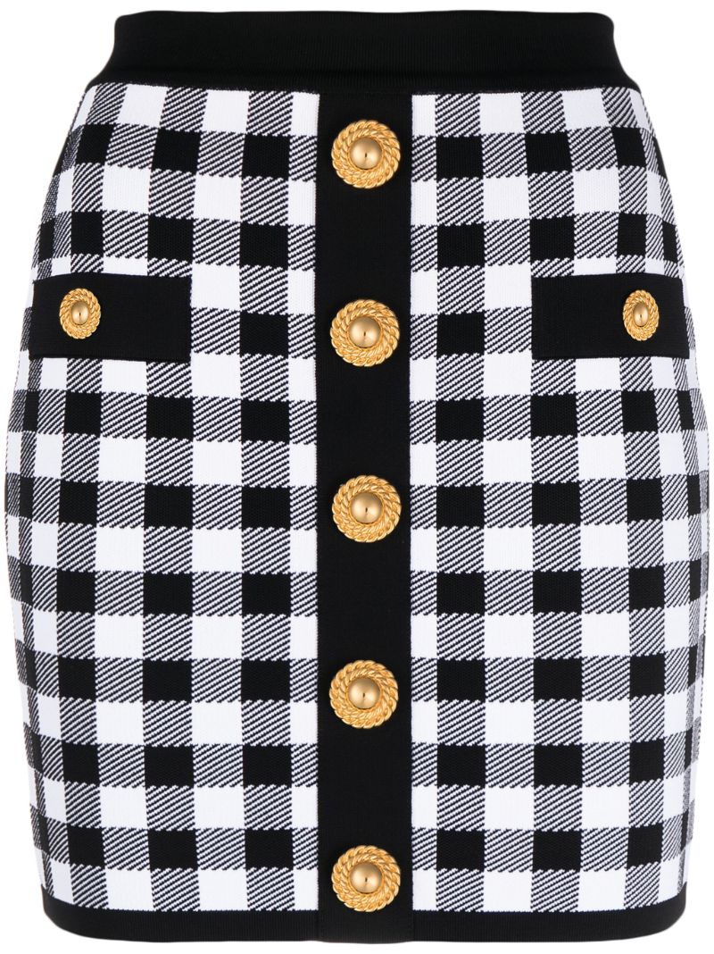 Black Fine Knit Gingham Skirt