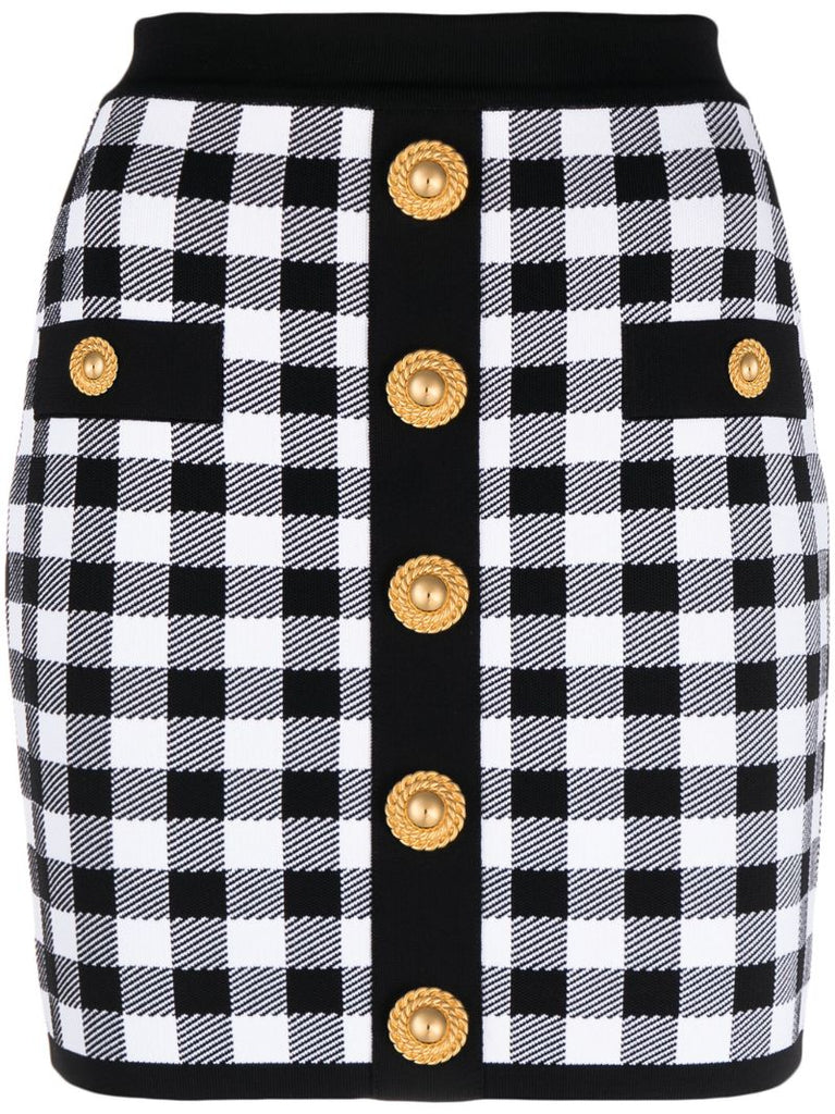 Black Fine Knit Gingham Skirt