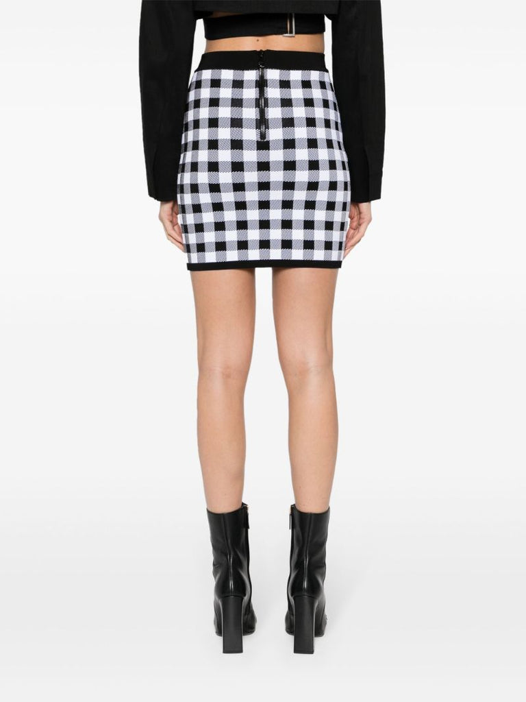 Black Fine Knit Gingham Skirt
