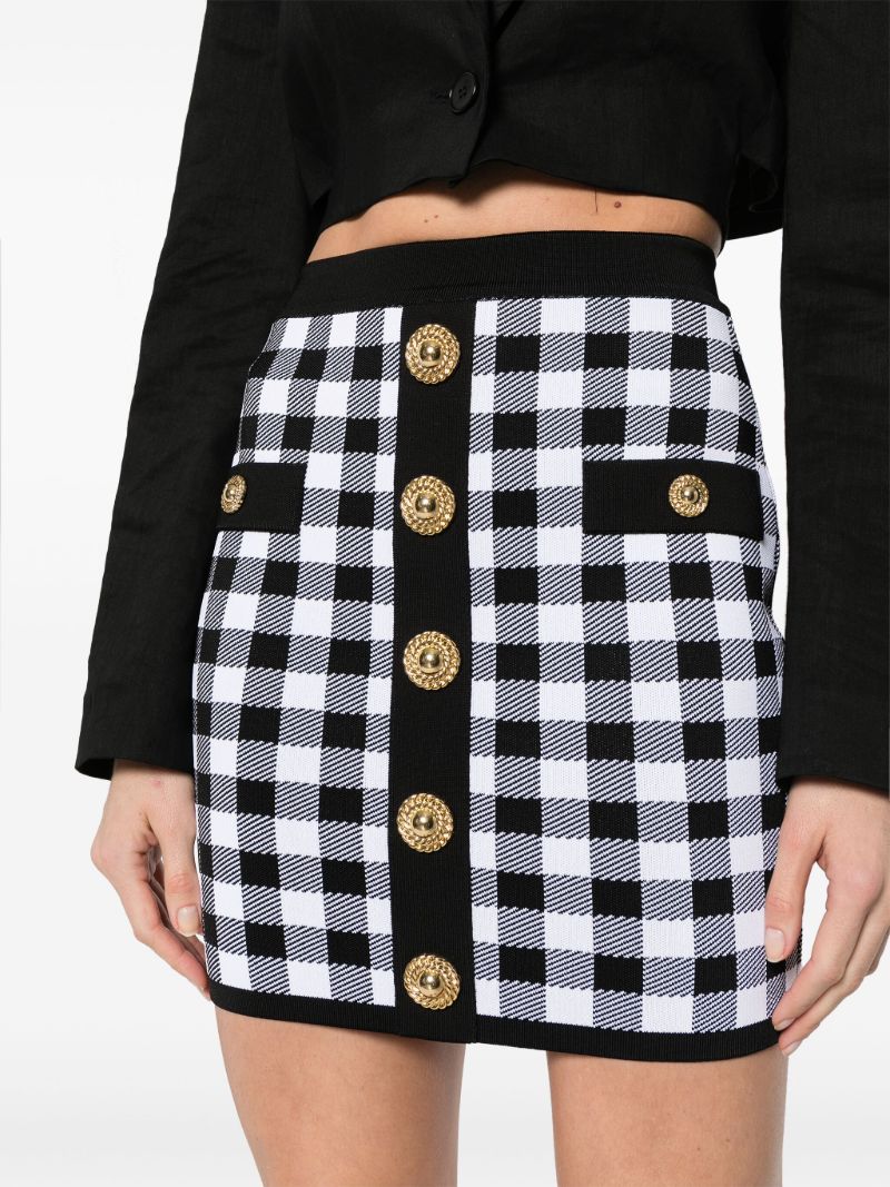 Black Fine Knit Gingham Skirt