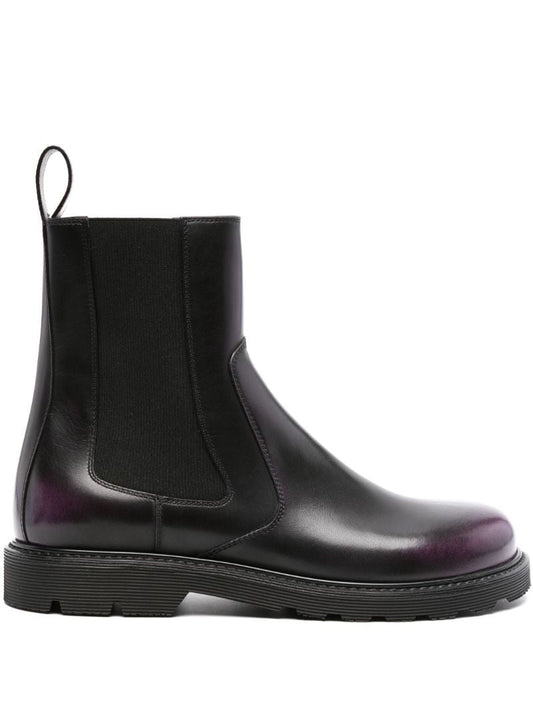 Purple Blaze Leather Ankle Boots
