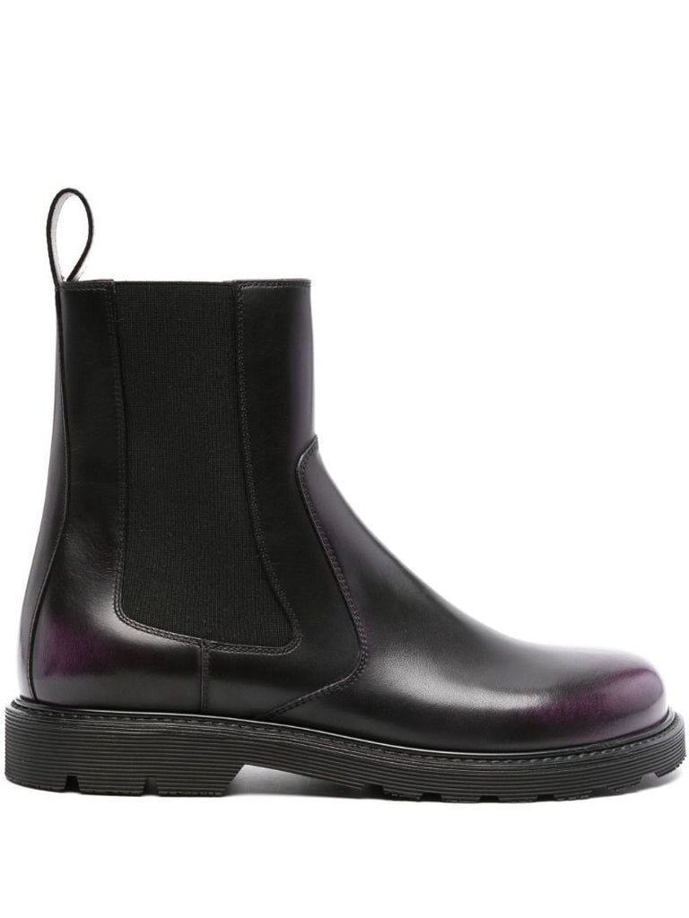 Purple Blaze Leather Ankle Boots