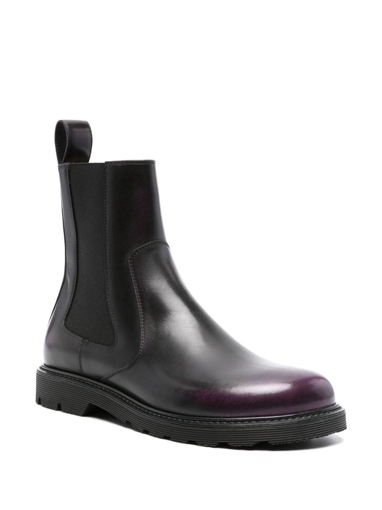 Purple Blaze Leather Ankle Boots