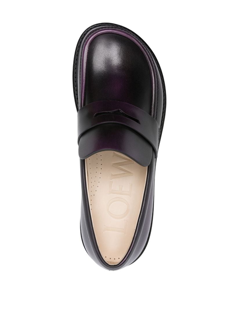 Purple Blaze Faded-effect Leather Loafers