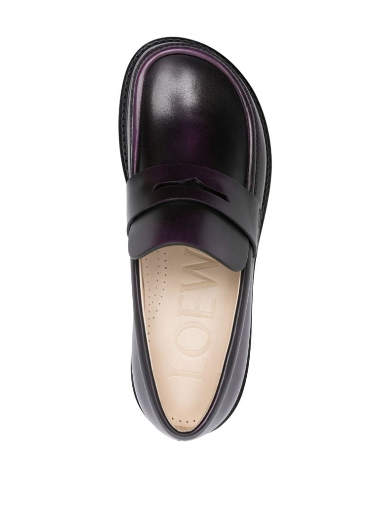 Purple Blaze Faded-effect Leather Loafers